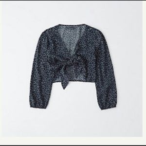 Abercrombie & Fitch Long-Sleeve Tie-Front Top